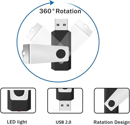 4GB USB Flash Drive 10 Pack, Wooolken USB 2.0 Thumb Drives with Lanyards Swivel Memory Stick for Data Storage and Backup (Mixed Colors)