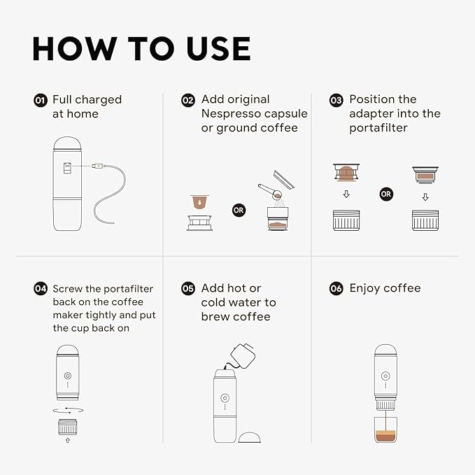 Fast self-heating Portable Electric Espresso Coffee Maker, 2 IN 1 Extraction Espresso Machine, Support Ground Coffee and NS capsule, for Travel,Car,camping,Climbing（Green） Rich Crema