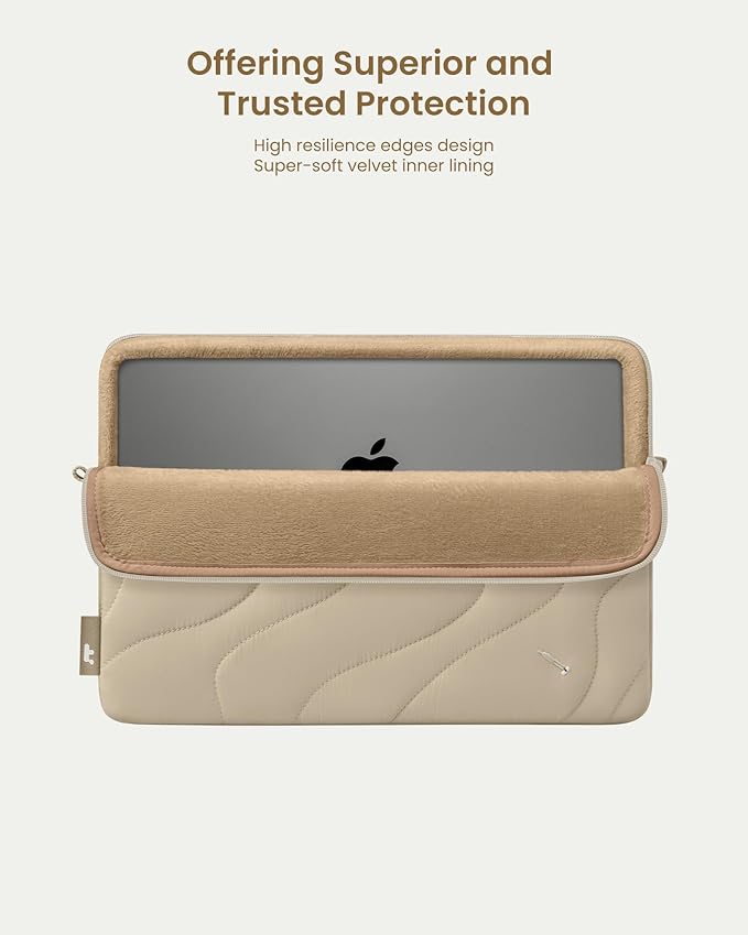 tomtoc 360 Protective Puffy Laptop Sleeve for 14-inch MacBook Pro M5/M4/M3/M2/M1 Pro/Max A3112 A3401 A3185 A2992 A2918 A2779 2025, 13.5/13.8-inch Surface Laptop 7(Copilot+ PC)/6/5/4/3, Quilted Design