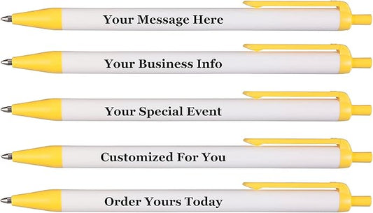 RevMark Personalized Ballpoint Pen, Custom Printed Name, Business or Event Information, Timeless Advertising, USA Made Pens, Promotional Marketing, Smooth Black Ink, Bulk Pack (Yellow,1000 Ct)