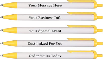 RevMark Personalized Ballpoint Pen, Custom Printed Name, Business or Event Information, Timeless Advertising, USA Made Pens, Promotional Marketing, Smooth Black Ink, Bulk Pack (Yellow,250 Ct)