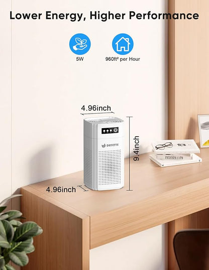 Air Purifiers for Bedroom, DAYETTE H13 True HEPA Air Filter Purifier for Small Room Up to 960 Ft², Qiuet Sleep Mode with Aroma Pad, Small Portable Air Purifier with USB Cable