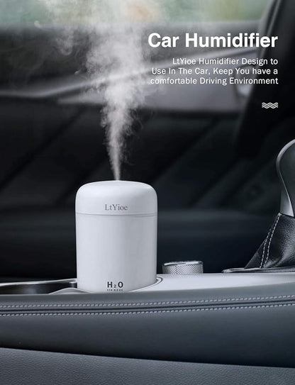 Colorful Cool Mini Humidifier, USB Personal Desktop Humidifier for Car, Office Room, Bedroom,etc. Auto Shut-Off, 2 Mist Modes, Super Quiet. (White)