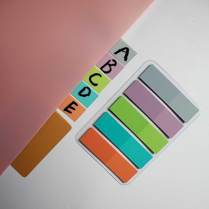 ELII 1 Inch Sticky Index Tabs, 500 Pcs Book Markers, Writable and Transparent for Notebooks, Pages, Colored Markers for Books, Annotating (Morandi)