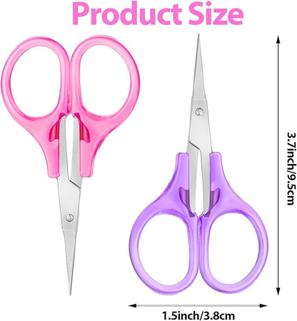 Mini Scissor, Small Scissors for Travel with Cover 3.5" Stainless Steel for Carry-on, Safe & Compact for Knitting, Crafting (Purple, Pink)