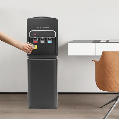 Bottom Loading Water Cooler, Standing Water Dispenser with 3 Temperature Settings - Hot, Cold & Room Water, Water Dispensers for Homes, Kitchens, Offices, Dorms (Black)