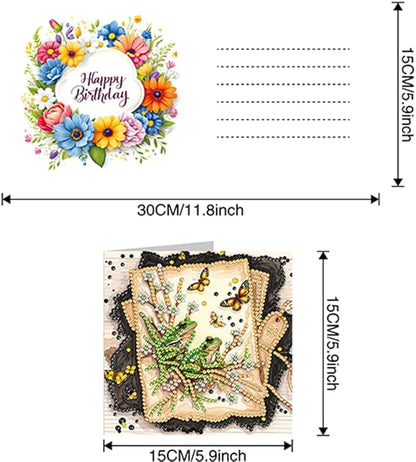 6PCS Diamond Art Painting Greeting Card Set, Birthday Pattern Cards with Envelopes,DIY Card Making Kits Thank You Card Arts Crafts for Birthday