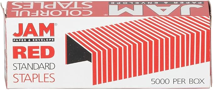 JAM PAPER Standard Size Colorful Staples - Ruby Red - 5000/box