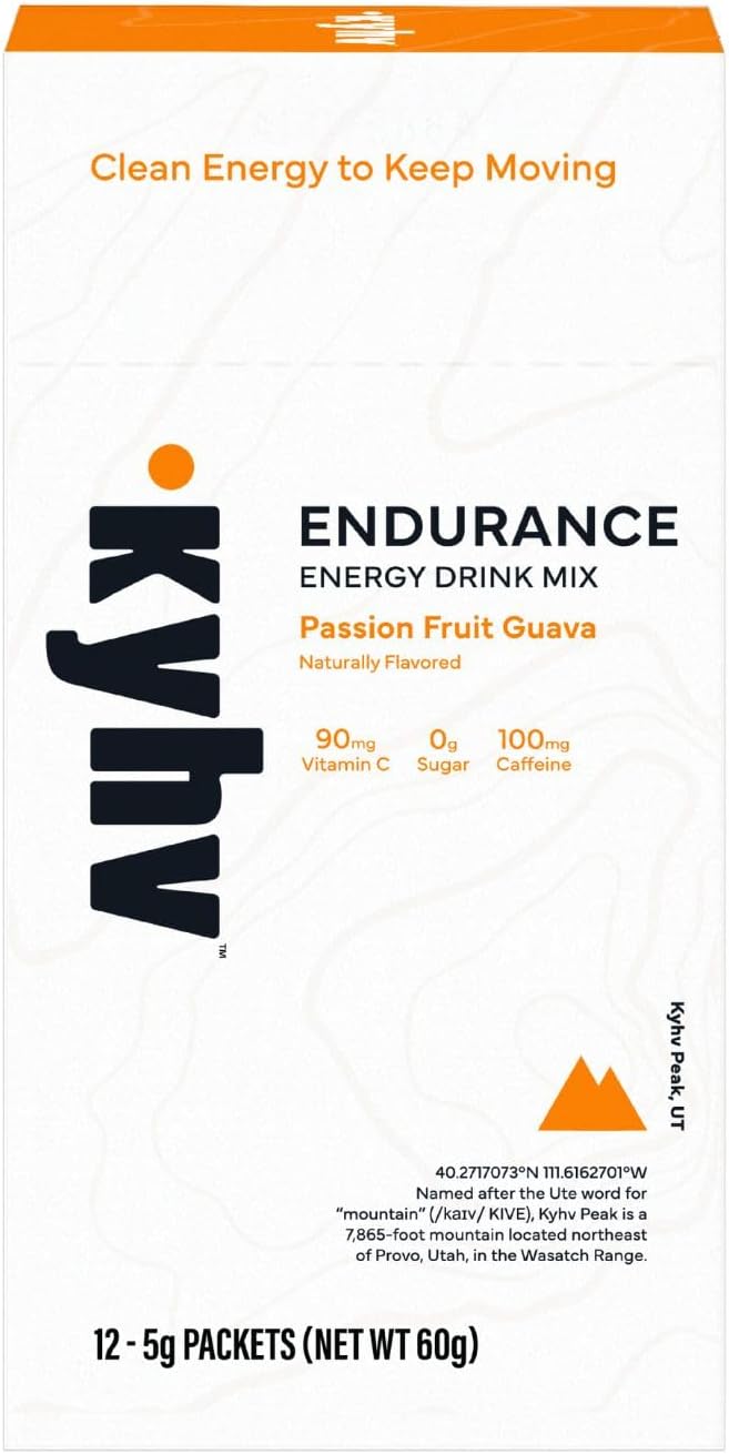 Endurance Energy Drink Mix - Passion Fruit Guava, Clean Energy Powder with Electrolytes, B-Vitamins & 100 mg Green Coffee Bean Caffeine, Zero Sugar, Hydration & Focus (12 Stick Packs)