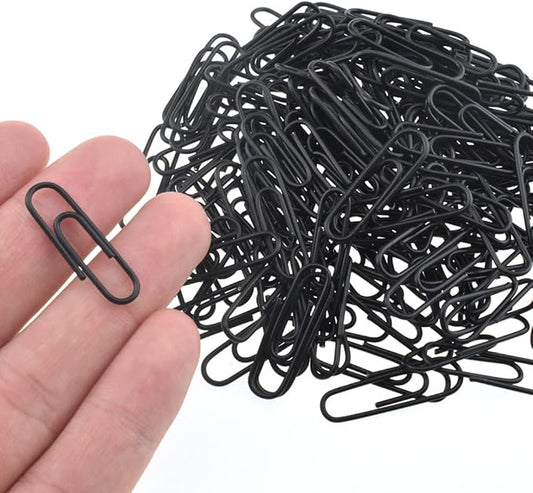 HAHIYO Paper Clips Large 1.1 inches (28mm) Length Black Paperclips Vinyl Coated Prevent Scratching Tearing The Pages Sturdy for Bookmark Organize Home Office School 150 Pack