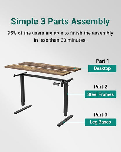 FEZIBO Standing Desk, 63×28 Inches Electric Height Adjustable, Sit Stand Up, Computer Office Desk with Splice Board, Black Frame/Rustic Brown TOP