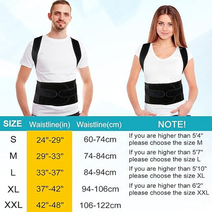Back Brace Posture Corrector for Women and Men, Relief for Waist, Back and Shoulder Pain, Adjustable and Breathable, Improve Posture S(24"-29")