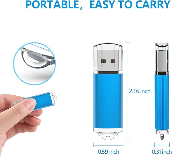 KOOTION Flash Drive 8GB 10 Pack USB 2.0 Thumb Drive Capped Memory Stick Jump Drive, Blue