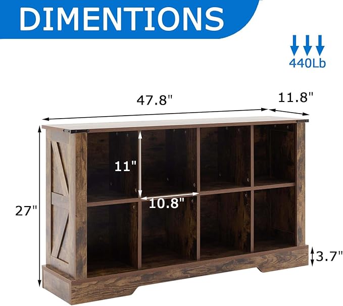 8 Cube Storage Organizer with LED Lights, Wooden Bookcase with Storage, Modern Cube Shelf for Living Room, Bedroom, Home Office - Brown