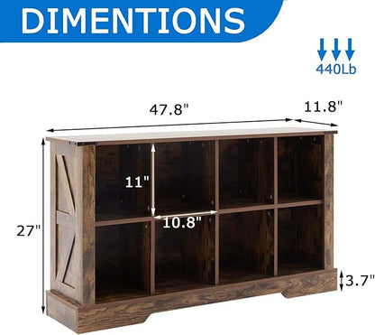 8 Cube Storage Organizer with LED Lights, Wooden Bookcase with Storage, Modern Cube Shelf for Living Room, Bedroom, Home Office - Brown