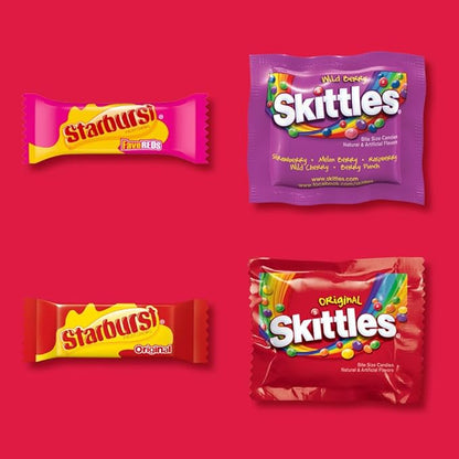 SKITTLES Original, SKITTLES Wild Berry & STARBURST Original and STARBURST FaveReds Fun Size - WRIGLEY'S Assorted Candy Variety Pack - Candy Bulk Individually Wrapped, 20.13oz (Pack of 2)