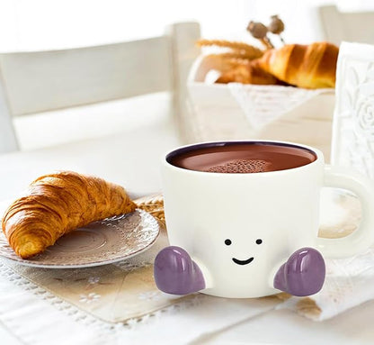 Coffee Mugs,Cute funny Mug For Women, 380ml Unique Ceramic Coffee Tea Cups, Office Mug Gift (violet)
