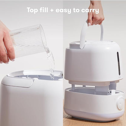 Frida Baby 3-in-1 XL Top Fill Humidifier for Bedroom, Cold & Flu Relief, 6L Tank Cool Mist Humidifier + Diffuser for Large Rooms, Mold Resistant, Nightlight, Auto-Off, Quiet, Essential Oil Diffuser