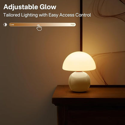 Mushroom Lamp Table Lamp for Bedroom,Desk Bedside Small Lamps for Living Room Night Stands,Mushroom Decor Cute Mini Modern Mid Century Lamps,Unique Aesthetic Home Living Room Decor (Cream)