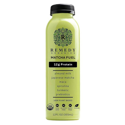 Remedy Organics Matcha Fuel 12-Pack | Plant Based 20g Protein Shakes, Ready to Drink | USDA Organic, Gluten Free, Dairy Free, Soy Free