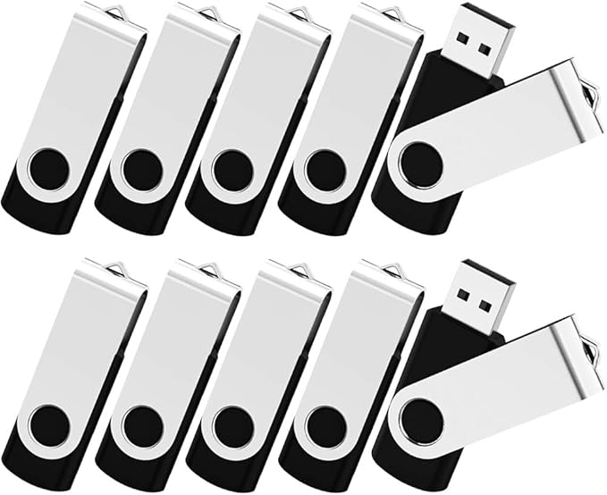 KOOTION 100 Pack 2GB Flash Drive Bulk USB 2.0 Thumb Drive Wholesale Flash Drives Swivel Memory Stick Jump Drive (Black, 100 Pcs 2GB Without Logo)