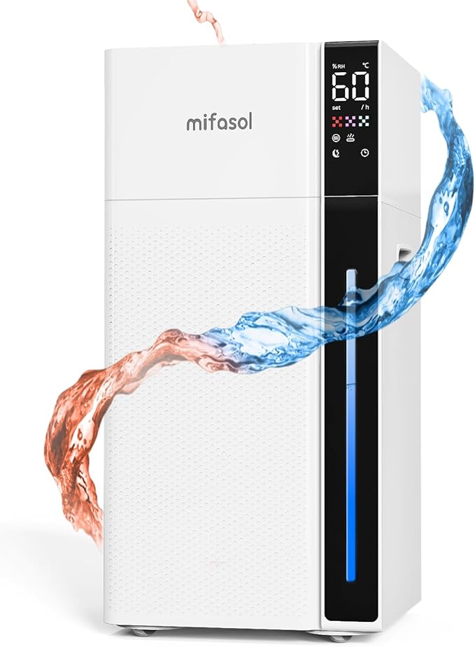Mifasol Humidifier Large Room, 5.3Gal/20L Warm & Cool Mist Humidifiers for Home 1500 sq ft, Whole House Humidifier, Humidifiers for Bedroom Home Plants Office Large Areas, White