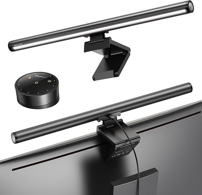 Douxlife Monitor Light Bar with Visual Wireless Remote & Touch Dual Control, Eye-Care Computer Monitor Lamp with Asymmetrical Optical Design, Stepless Dimming Screenbar for Home Office Gaming, Gray