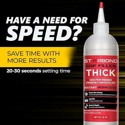 STARBOND Thick CA Glue Complete Refill Kit (453-gram) - Premium Cyanoacrylate Glue for Mitre Joint Bonding, Woodworking, Carpentry, Archery Fletching, 16 oz