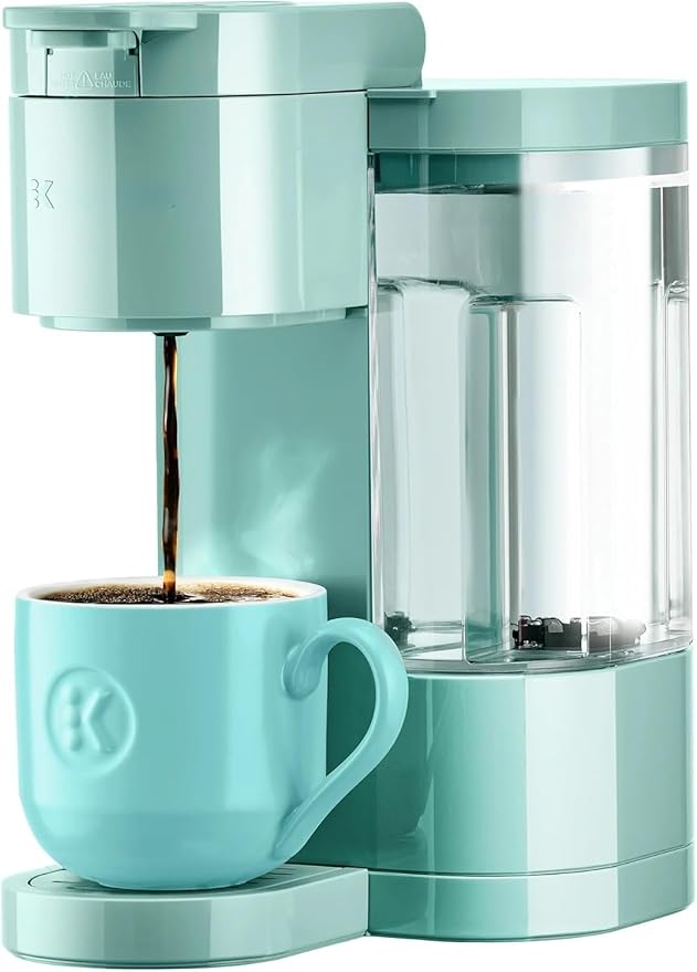KeurigK K-Express Essentials Single-Serve KCup Pod Coffee Maker 3 Cup Sizes Fast Fresh Brew 30oz Removable Water Reservoir Travel Mug Friendly Maintenance Alert Space-Saving (Seafoam Green)