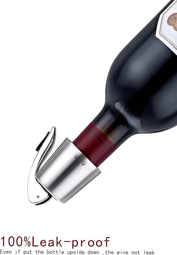 OWO Stainless Steel Wine Bottle Stopper, Reusable Wine Saver with Silicone Seal, Decorative Bottle Sealer, Keeps Fresh (Triple colors, 3 Pack)