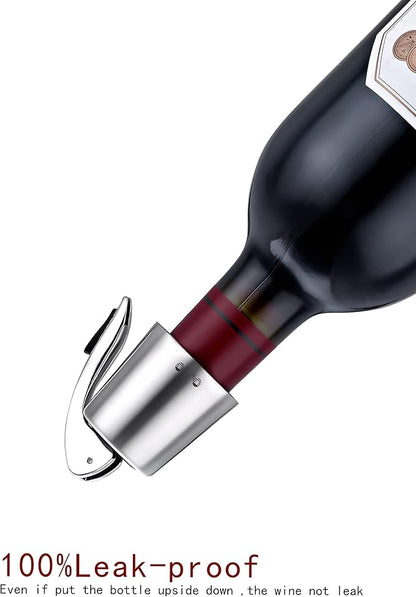 OWO Stainless Steel Wine Bottle Stopper, Reusable Wine Saver with Silicone Seal, Decorative Bottle Sealer, Keeps Fresh (Triple colors, 3 Pack)