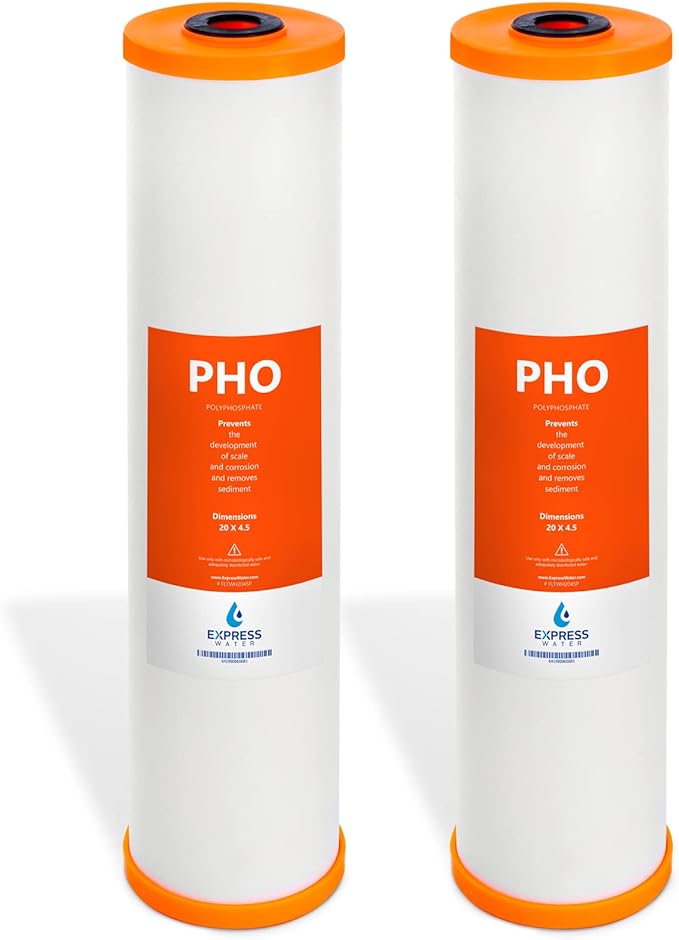 Express Water Polyphosphate Anti-Scale Water Replacement Filter – Whole House Replacement Water Filter – PHO High Capacity Water Filter – 4.5” x 20” inch – 2 Pack