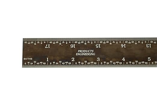 PEC Tools 18" Rigid Machinist Rule, Stainless Steel Ruler with Black Chrome Finish, High-Contrast Easy to Read, 4R Graduaction (1/8", 1/16", 1/32", 1/64"), Made in USA