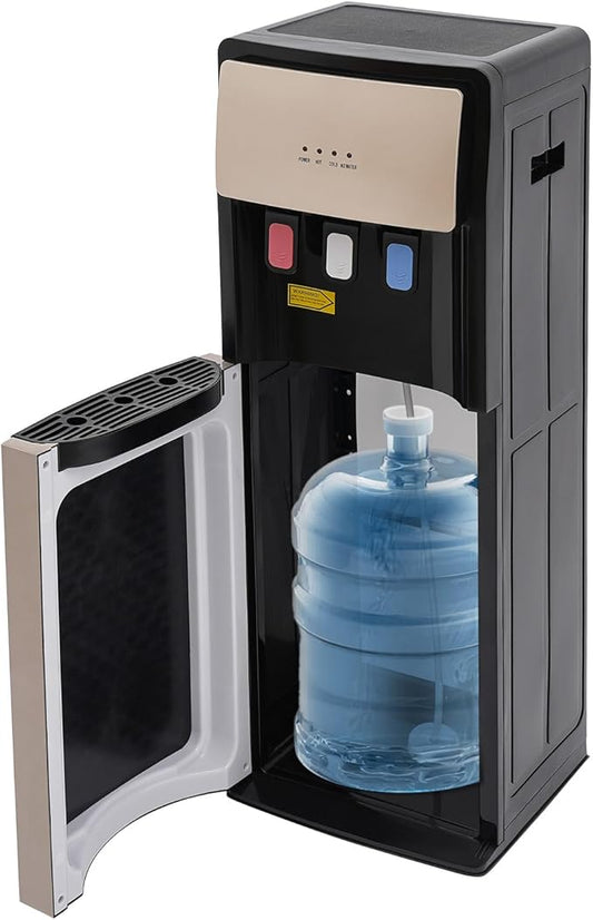 Bottom Loading Water Dispenser, 500W Floor Standing Water Cooler for 5 Gallon Bottle, 3 Temperature Settings Water Jug(Hot, Cold & Room Water) for Both Home, Offices (Champaign Gold)
