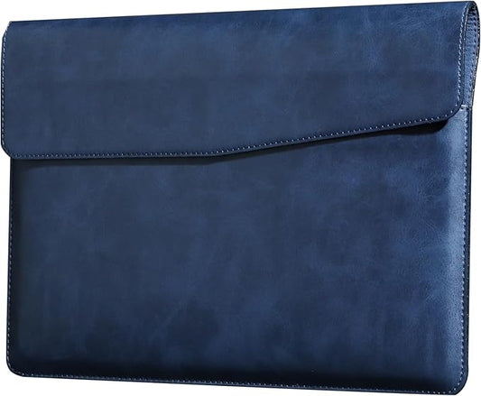 Leather Laptop Sleeve Compatible with MacBook Pro 14 Inch M4 M3 M2 M1 Pro/Max Case,Slim and Durable Waterproof Protective Cover for 13-14 Inch Notebook Computer Cover,Blue