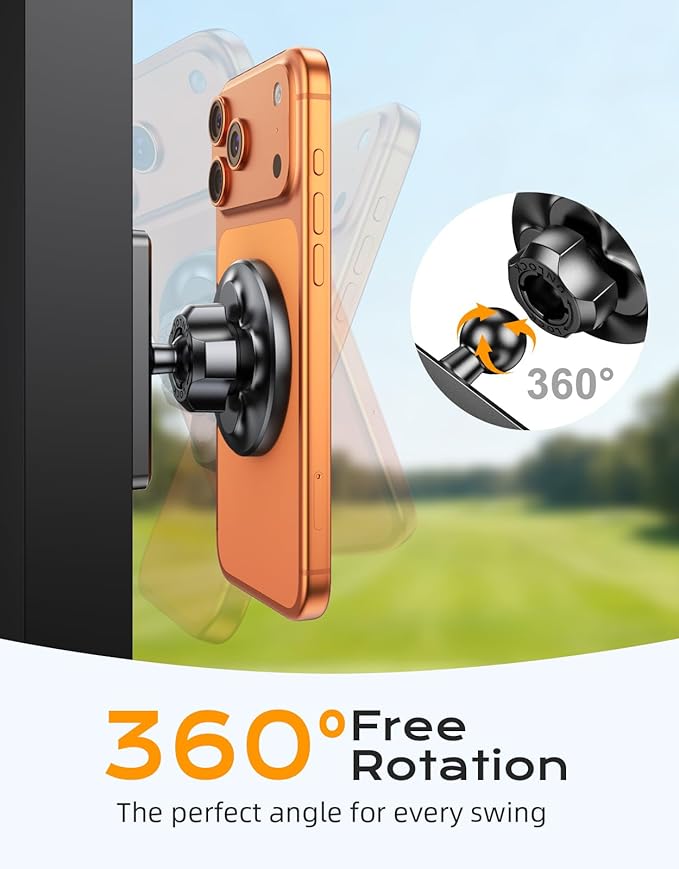 Magnetic Golf Cart Phone Holder, Strong Magnet Compatible with MagSafe iPhone 17-12 and Android, Golf Gifts for Men Women Golfers Dad Valentines Day, Golf Accessories Fits EZGO Club Car Yamaha