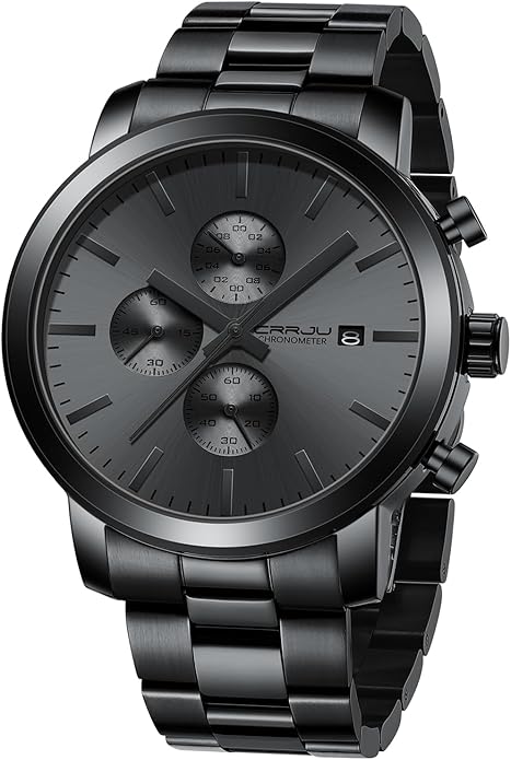 CRRJU Mens Stylish Casual Quartz Watches for Men Luxury Waterproof Calendar Chronograph Japan Movement Wristwatches