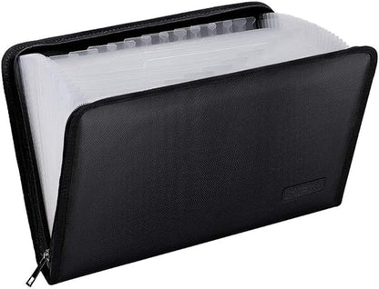 ENGPOW Expanding File Folder Important Document Organizer Fireproof Document Bag-A4 Size, 25 Pockets,Color Labels,Non-Itchy Silicone Coated Portable Filing Organizer Folder(14.3" x 9.8")