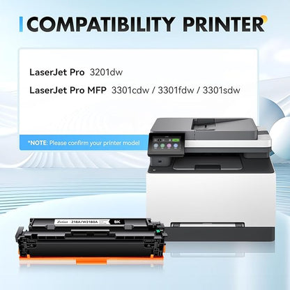 218X Toner Cartridge 4-Pack High Yield with Chip Replacement for HP 218X 218A Toner Compatible with HP Color Laserjet Pro MFP 3301cdw 3301fdw 3301sdw 3201dw Printer W2180X Black Cyan Magenta Yellow