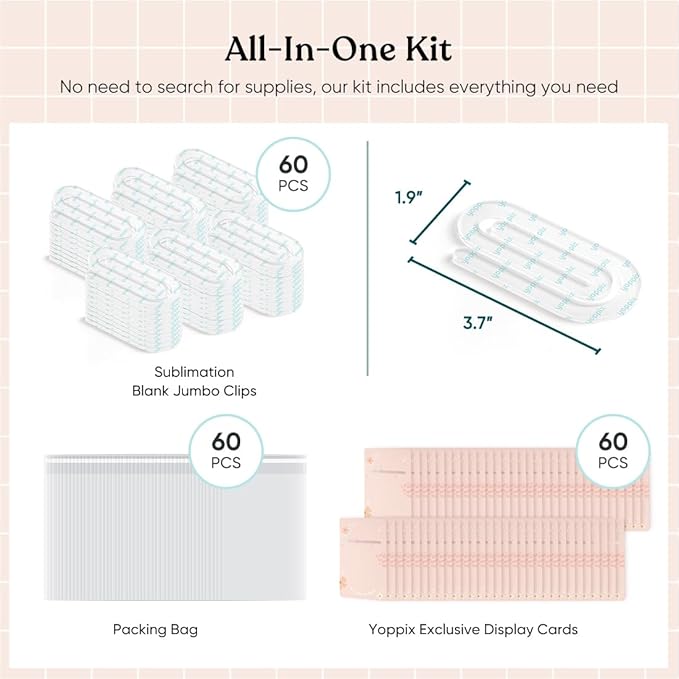 60 Set Sublimation Paper Clips Blanks Bulk, Jumbo Sublimation Acrylic Paperclip Bookmark Clips with 60Pcs Back Card for Heat Transfer DIY Crafts, Office School Supplies, Back to School Gifts