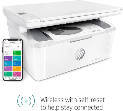 HP Laserjet MFP M140w Wireless Monochrome All-in-One Printer, Copier, Scanner, Phone, Tablet, for Home, Office Use, Easy Setup, Auto-On/Off Technology Compact White 7MD72F (Renewed)