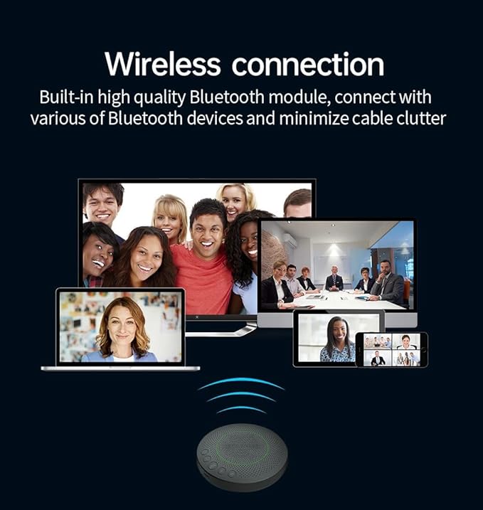 BluePod Conference Speakerphone, Bluetooth and USB Conference Microphone & Speaker, VoiceLoc and VoiceCap Function with 6 Omnidirectional Microphones, for Meeting Room or Home Office