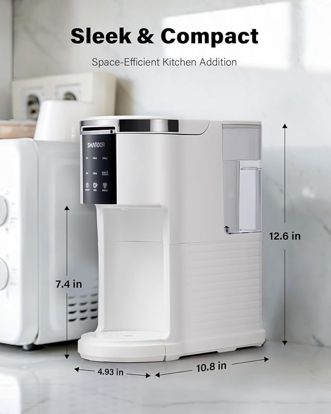 SHARDOR K Cup Coffee Maker, 3 in 1 Single Serve Coffee Maker for K Cup Pods & Ground Coffee & Teas, 6 to 14oz Brew Sizes, 40oz Detachable Water Reservoir, Compact Design, White
