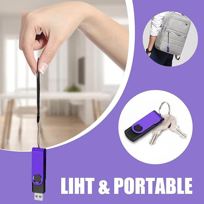 EASTBULL 4GB USB Flash Drive 50 Pack with Lanyards - USB 2.0 Jump Drive for Storage and Backup - Purple 50PCS
