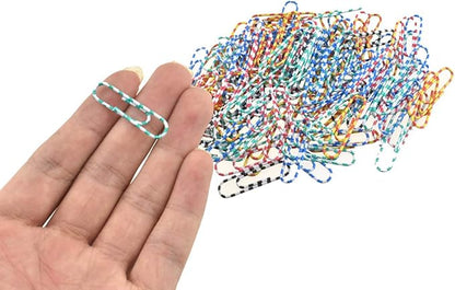 HAHIYO Paper Clips 1.3 inches (33mm) Length Striped Paperclips Vinyl Coated Prevent Scratching Tearing The Pages Sturdy Assorted Colors for Bookmark Organize Home Office School 120 Pack