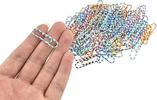 HAHIYO Paper Clips 1.3 inches (33mm) Length Striped Paperclips Vinyl Coated Prevent Scratching Tearing The Pages Sturdy Assorted Colors for Bookmark Organize Home Office School 120 Pack
