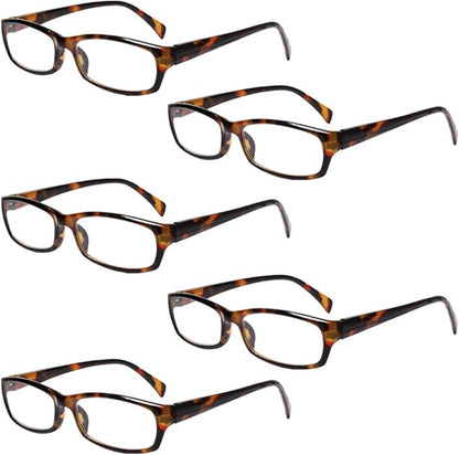 Henotin 5-Pack Reading Glasses Blue Light Blocking Anti Eyestrain Computer Reading Glasses for Women and Men Readers (5 Pack Tortoise, 2.50, Diopters)
