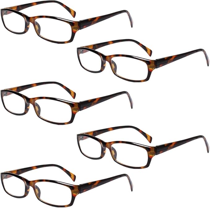Henotin 5-Pack Reading Glasses Blue Light Blocking Anti Eyestrain Computer Reading Glasses for Women and Men Readers (5 Pack Tortoise, 2.75, Diopters)
