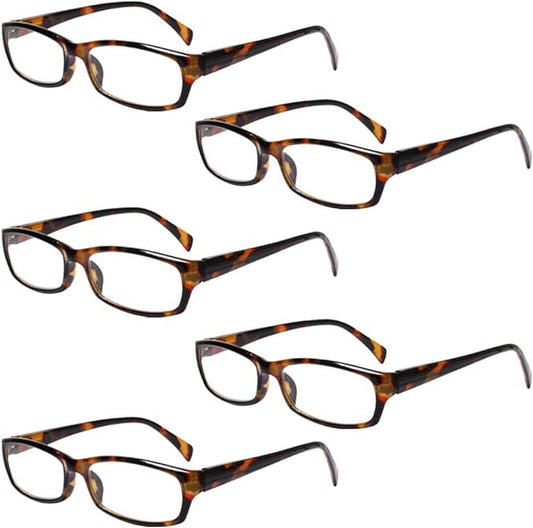 Henotin 5-Pack Reading Glasses Blue Light Blocking Anti Eyestrain Computer Reading Glasses for Women and Men Readers (5 Pack Tortoise, 3.50, Diopters)