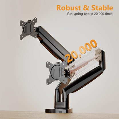 Dual Monitor Mount Heavy Duty Monitor Arm for 2 Ultrawide Computer Monitors Adjustable Dual Monitor Stand Desk Mount Fits Screen up to 35 Inch, 26.4lbs Each,with C Clamp & Grommet Base,Black